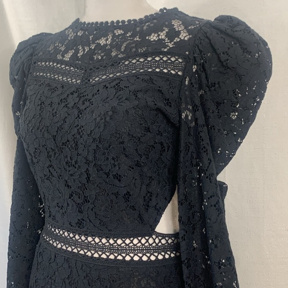 Express Black Lace Puff Sleeve Side Cutout Sheath Dress- NWT - Picture 5 of 16